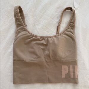 Pink sports beige spandex top